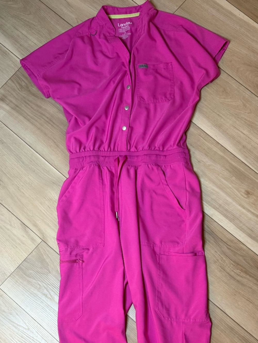 Landau Forward Pink Scrub Jumpsuit Women’s XS One Piece Jogger Medical Uniform